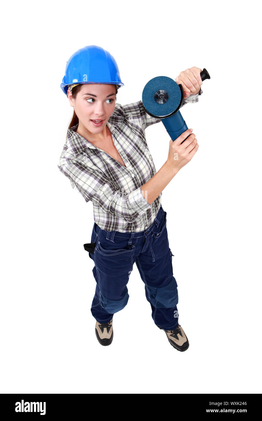 Young woman laborer Stock Photo