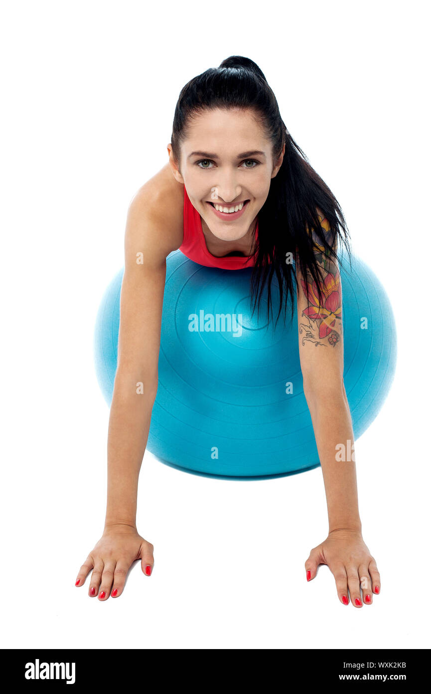Fitness woman doing exercise on aerobic ball Stock Photo Alamy