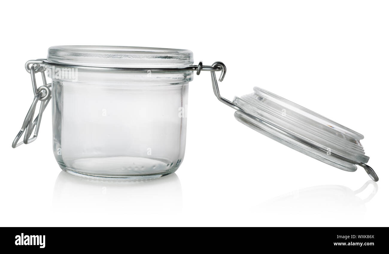 Glass jar with lid isolated on a white background Stock Photo - Alamy