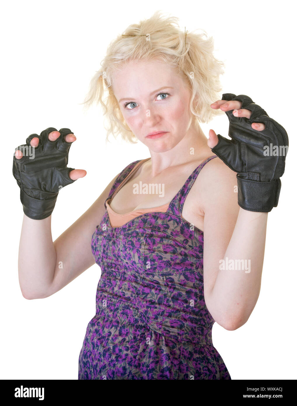 Tough MMA fighter in dress and gloves Stock Photo