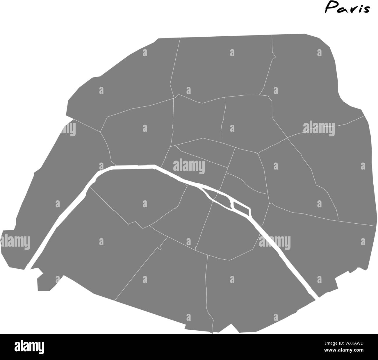 High Quality Map Of Paris Is A City Of France With Borders Of Districts Stock Vector Image Art Alamy