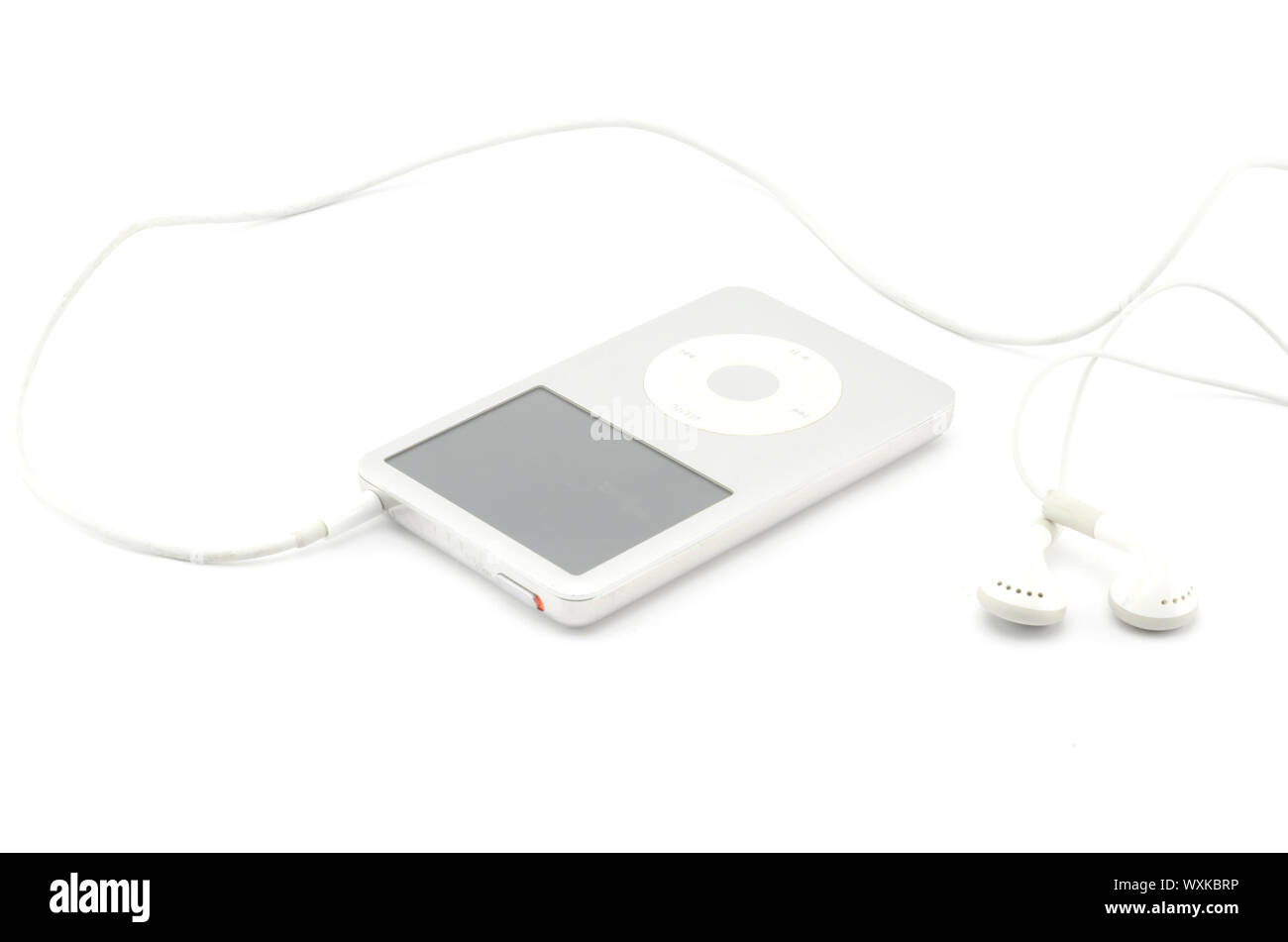 mp3 player with earphone isolated on white background Stock Photo - Alamy