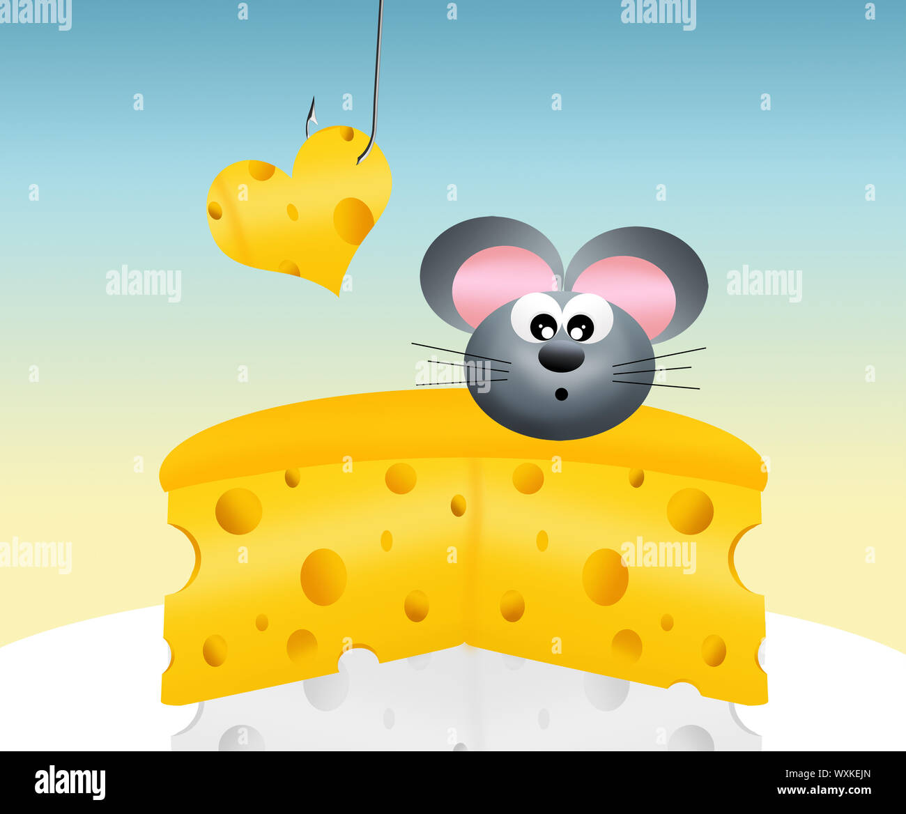 mouse on cheese Stock Photo