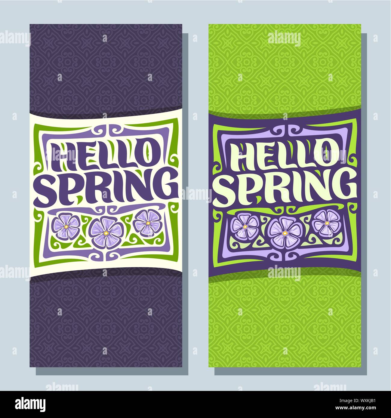 Invitation card of hello spring, border frame with leaf floral, elegant ...