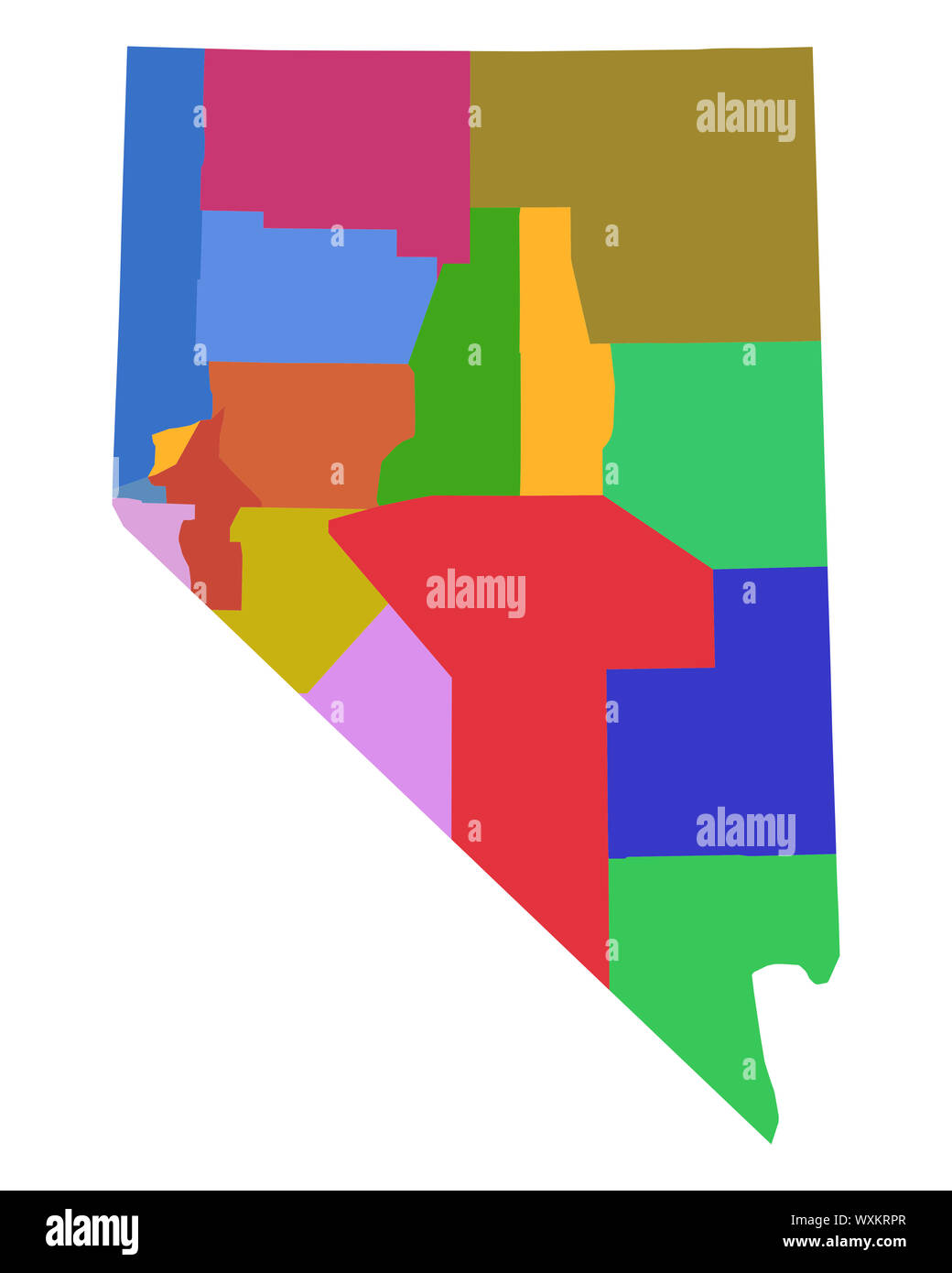 Nevada county map Cut Out Stock Images &amp; Pictures - Alamy