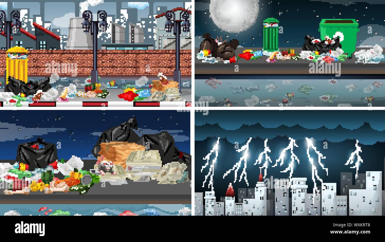 Polluted Scenes Set of polluted scenes illustration Stock Vector Image & Art - Alamy