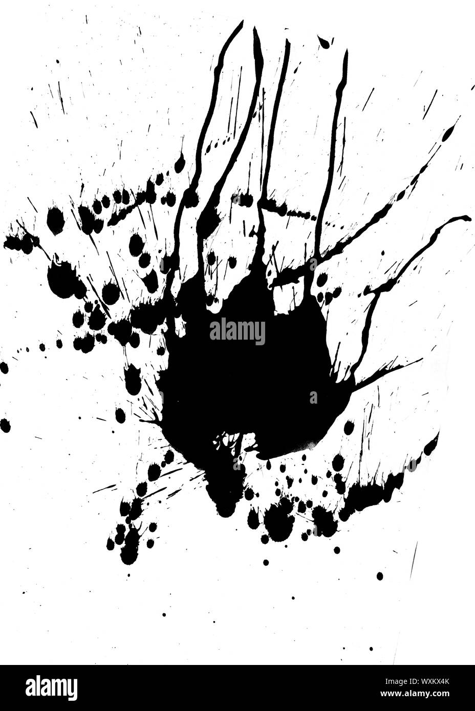 Black paint splash and blobs on white background Stock Photo - Alamy