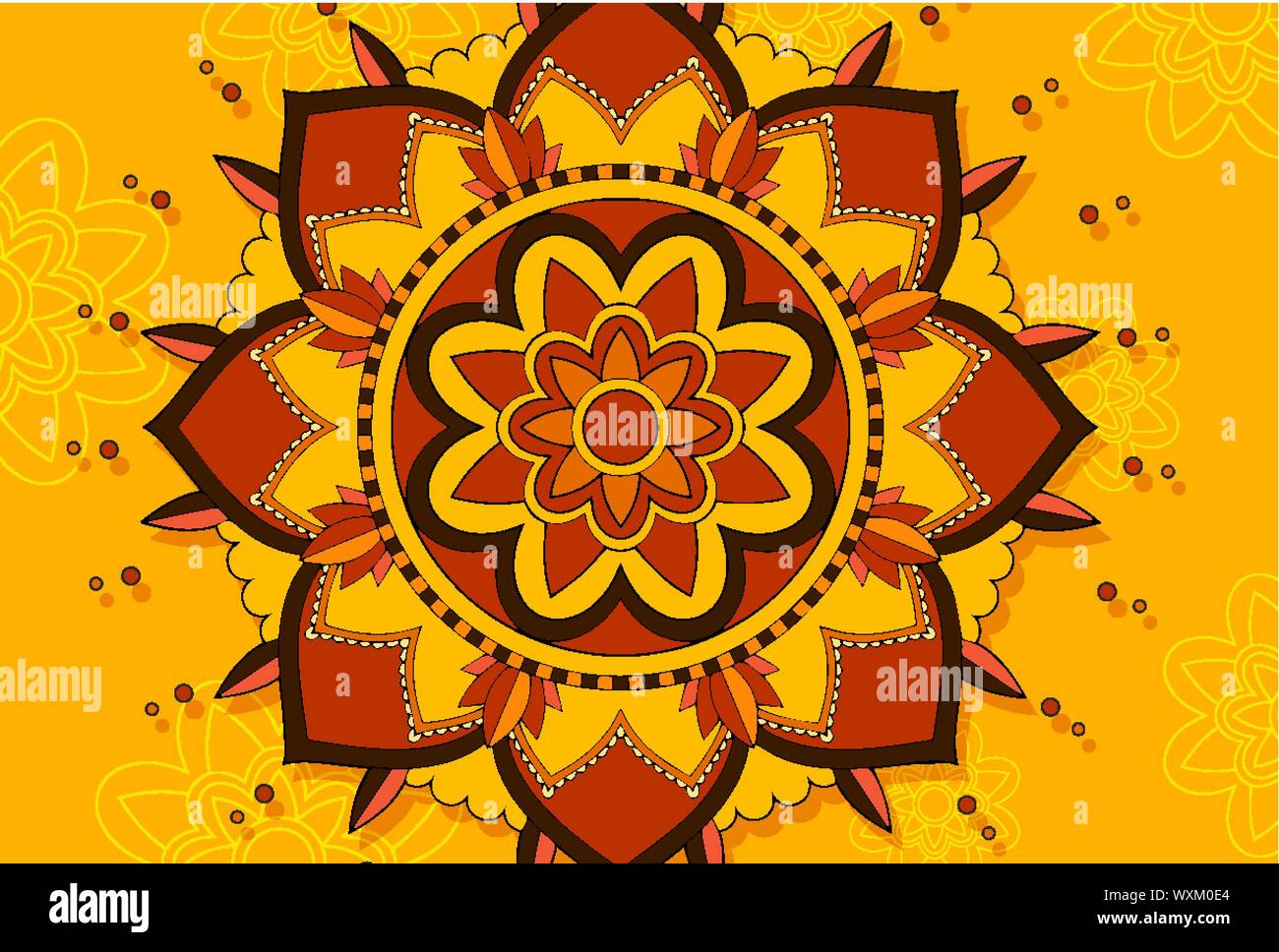 Mandala design on yellow background illustration Stock Vector Image ...