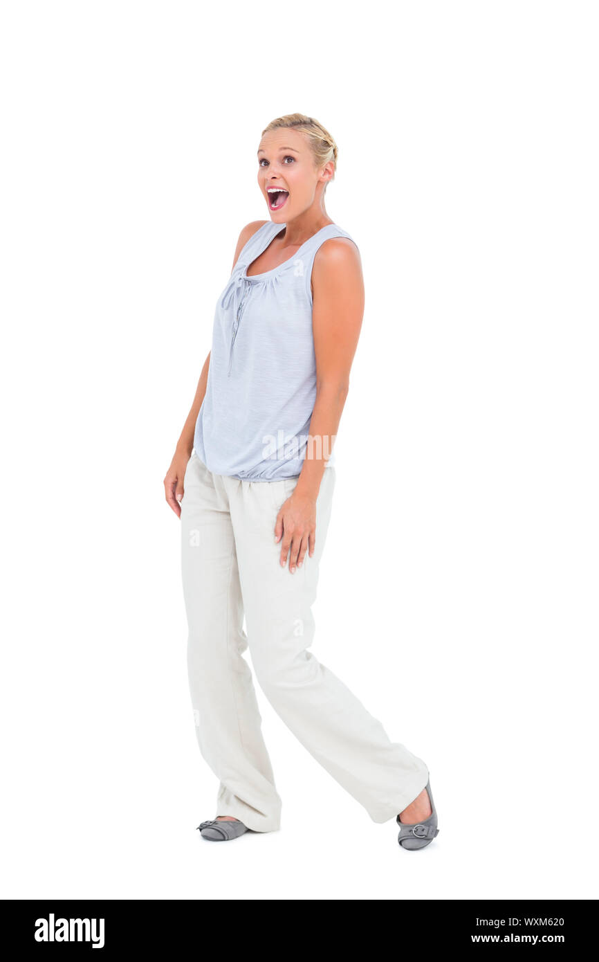 Surprised blonde 30s woman hi-res stock photography and images - Alamy