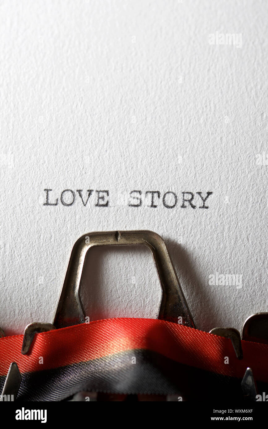 ... with typewriter written The a Stock Story, sentence, Love