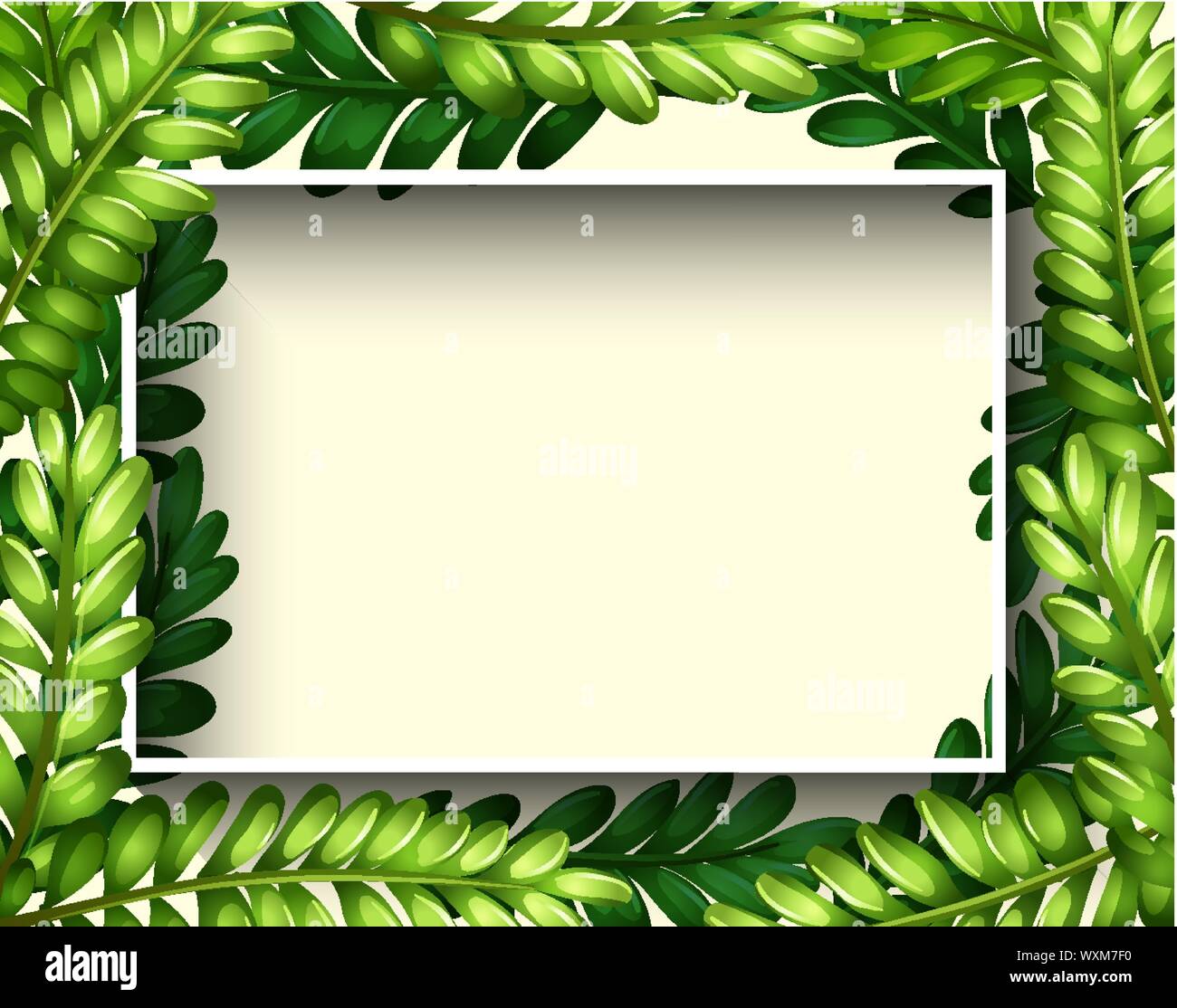 Border template with green leaves illustration Stock Vector Image & Art ...