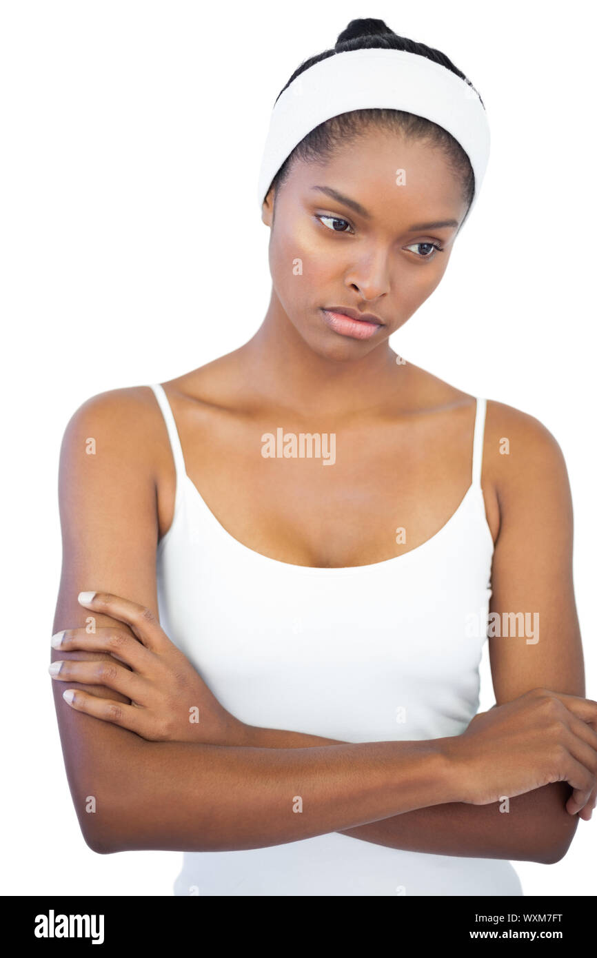Upset woman crossing arms in hi-res stock photography and images - Alamy