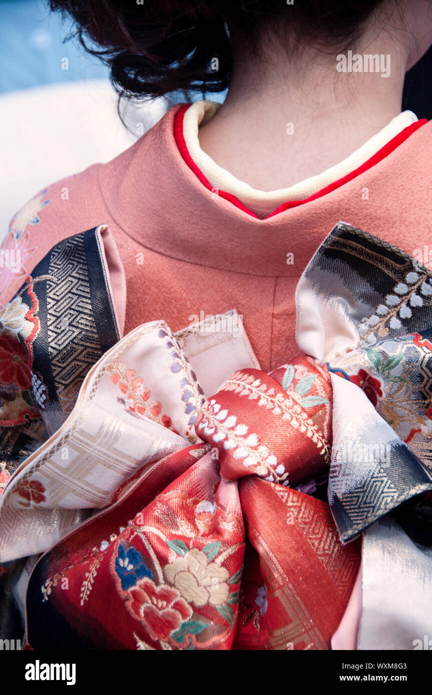 Japanese obi bow on a traditional kimono on Miyajima Island, Japan Stock  Photo - Alamy