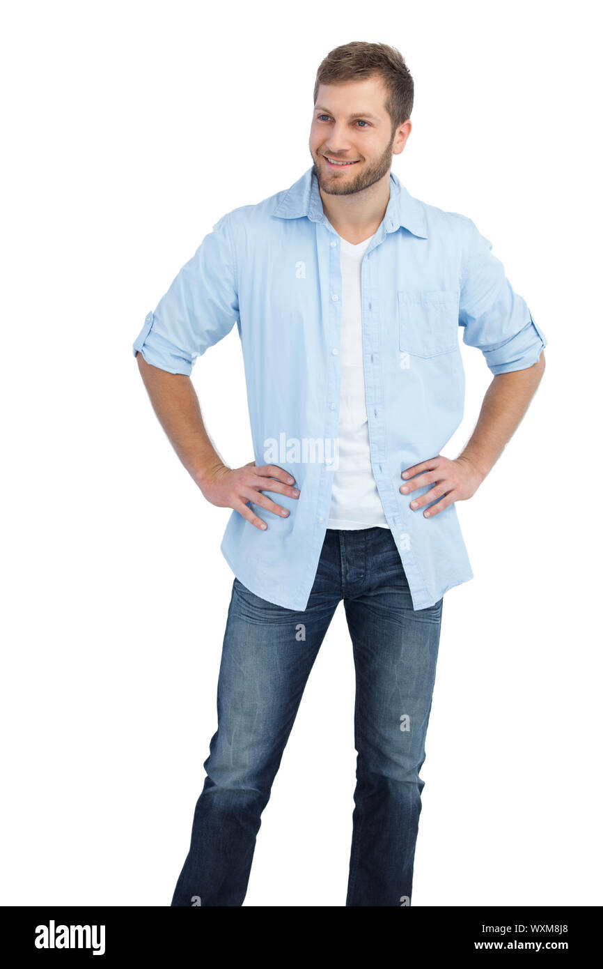 Handsome man on white background looking away Stock Photo