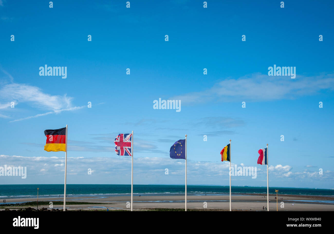 EU and European flags Stock Photo