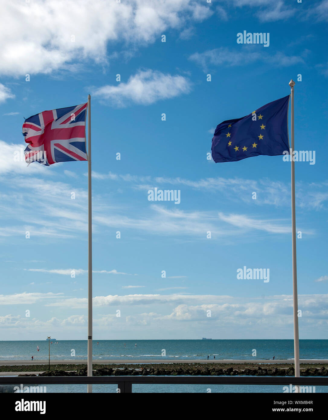 EU and European flags Stock Photo