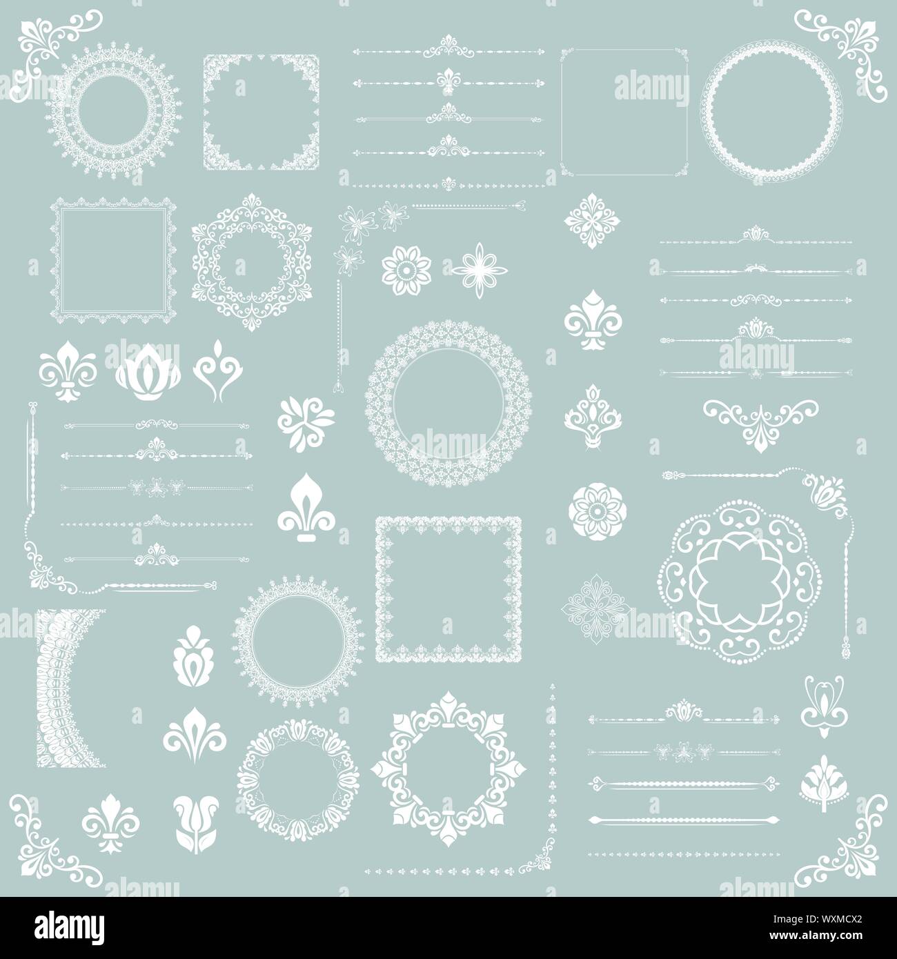 Vintage Set of Vector Horizontal, Square and Round Elements Stock ...