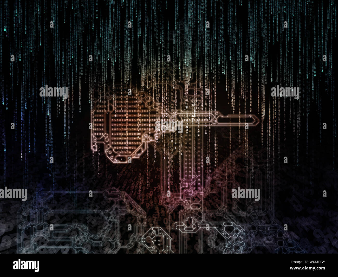 Encryption Key series. Artistic background made of stylized key and ...