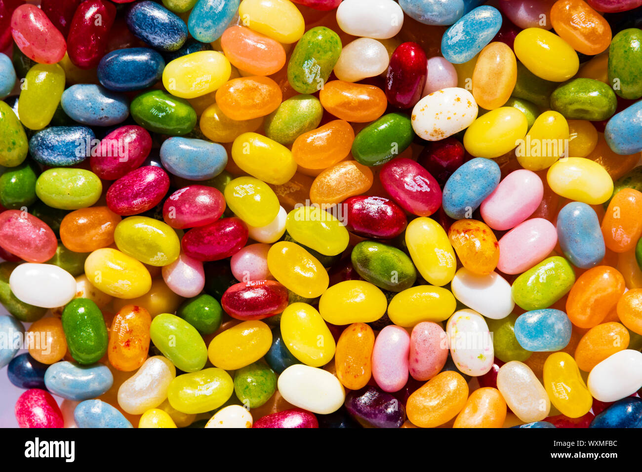 Multi coloured jelly belly beans. Stock Photo