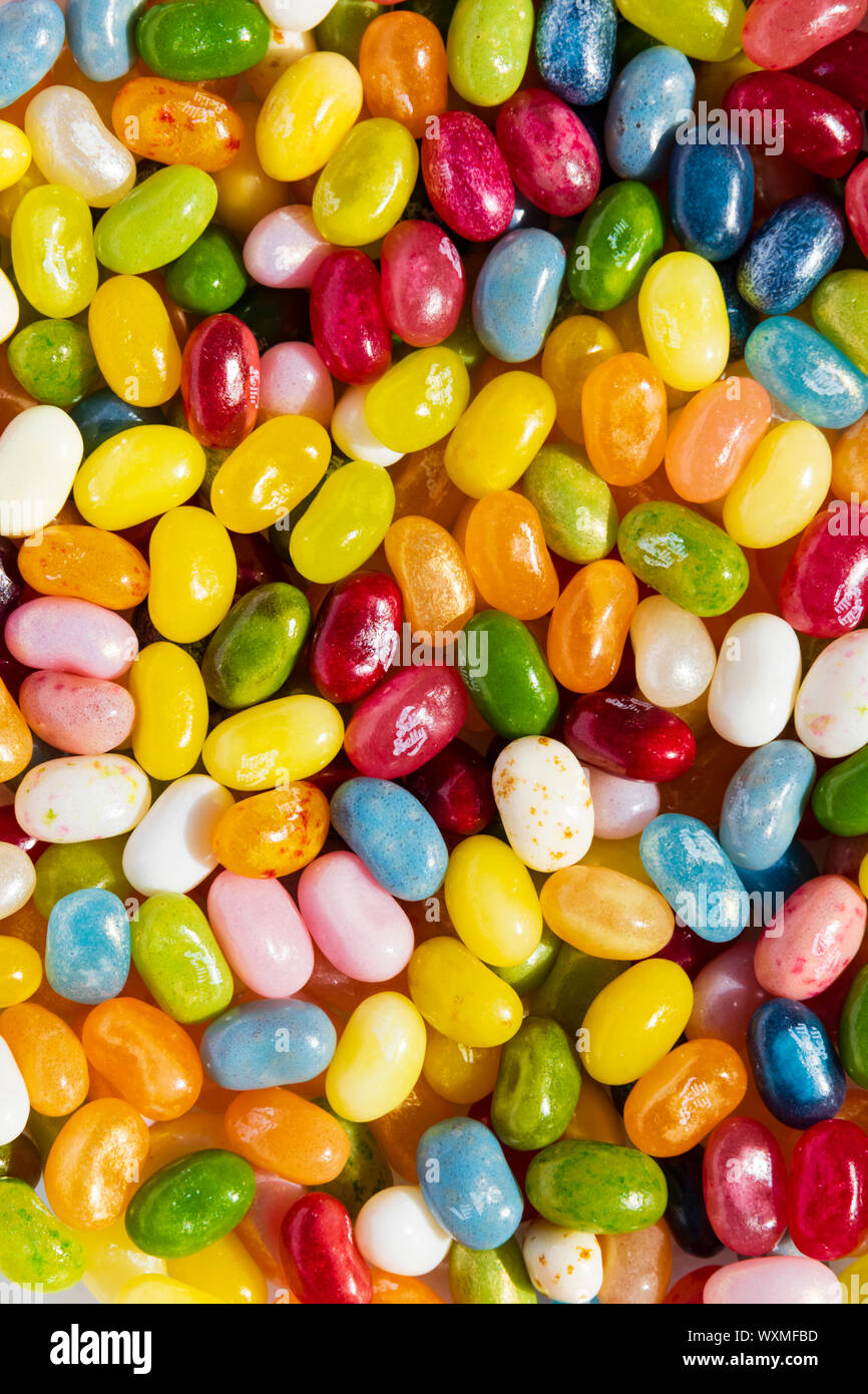 Multi coloured jelly belly beans. Stock Photo