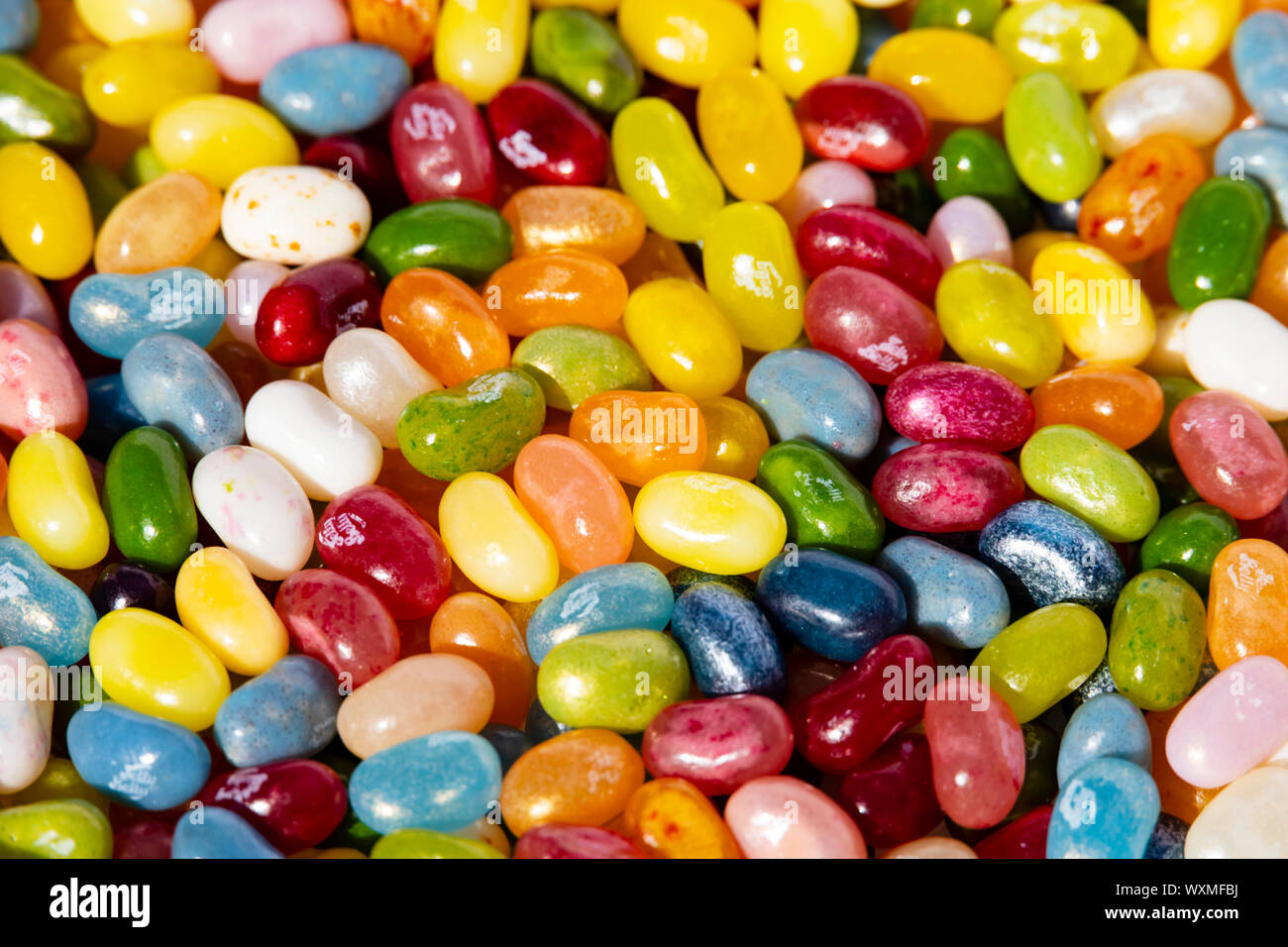 Multi coloured jelly belly beans. Stock Photo