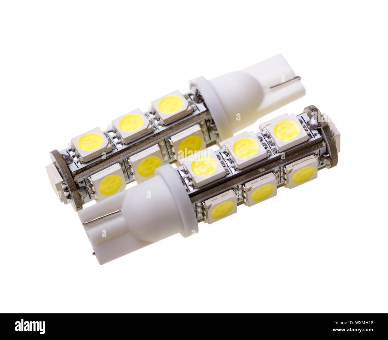 Two led lamps for auto with 13 LEDs isolated on the white background Stock Photo