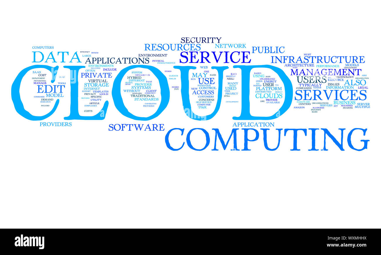 An image of a cloud computing text cloud Stock Photo