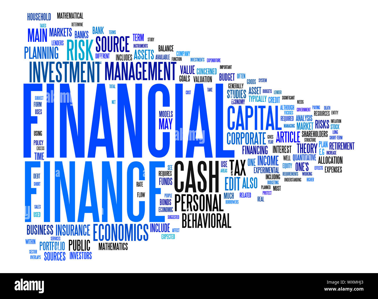 An image of a nice financial text cloud Stock Photo