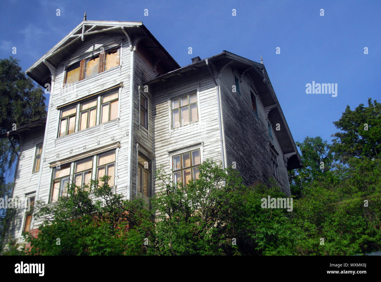 A traditional wooden house in nature just outside Oslo, Norway Stock Photo