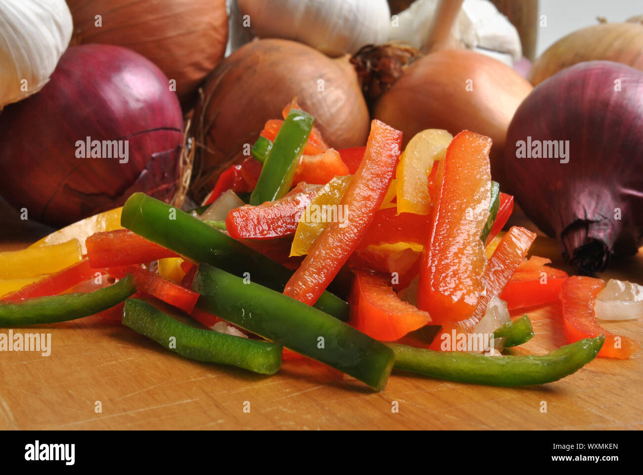 prepare red and greed mediterranean paprika salad Stock Photo Alamy