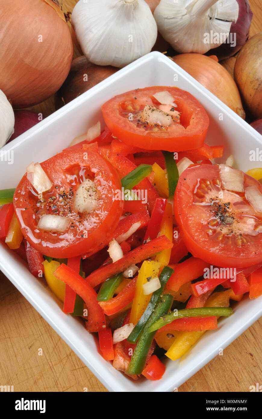 mediterranean paprika salad in a white bowl Stock Photo - Alamy