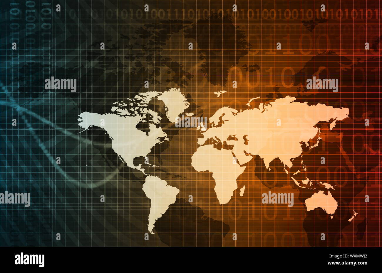 Data Network with Fast Moving Data Packets Stock Photo