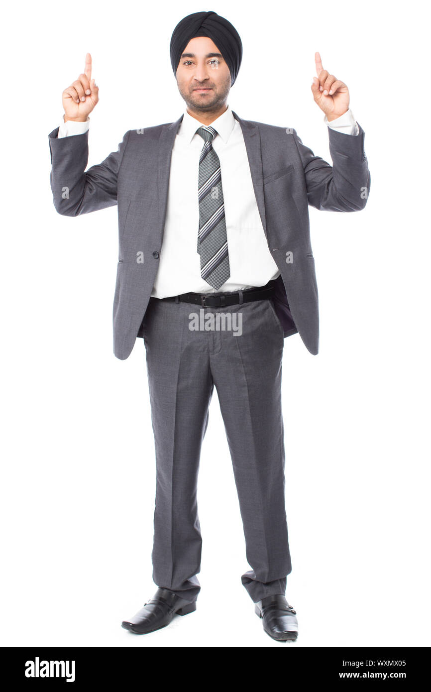 Businessman raising up his arms, full length shot Stock Photo - Alamy