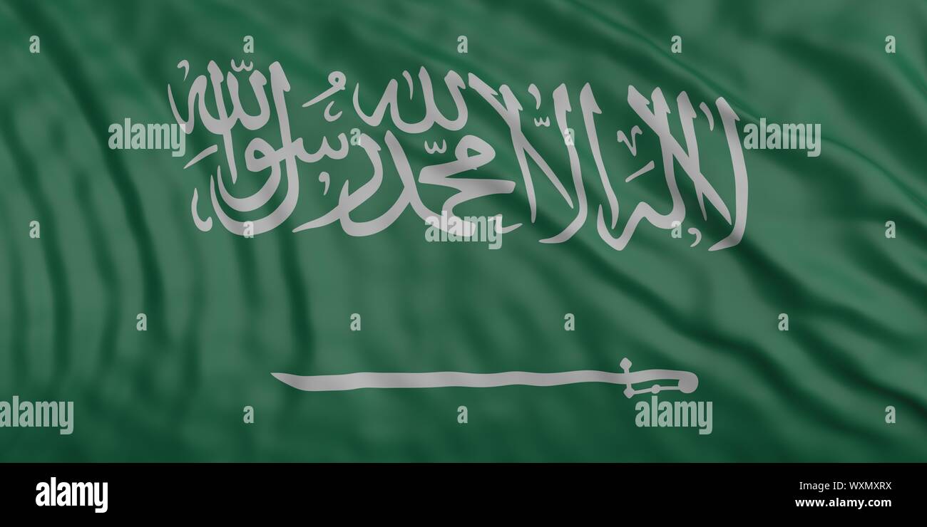 Saudi Arabia flag, sign and symbol. Waving flag texture background. 3d illustration Stock Photo