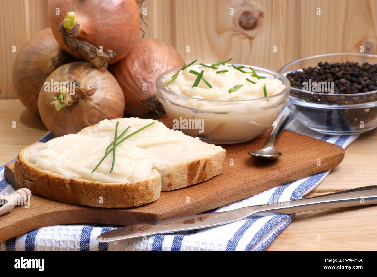 home made lard on toast with organic dill Stock Photo Alamy