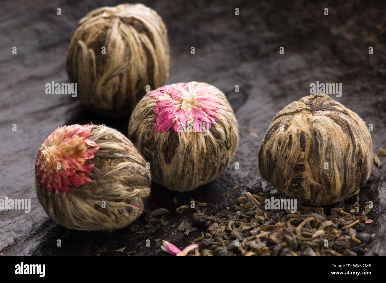 Green chinese tea balls Stock Photo Alamy