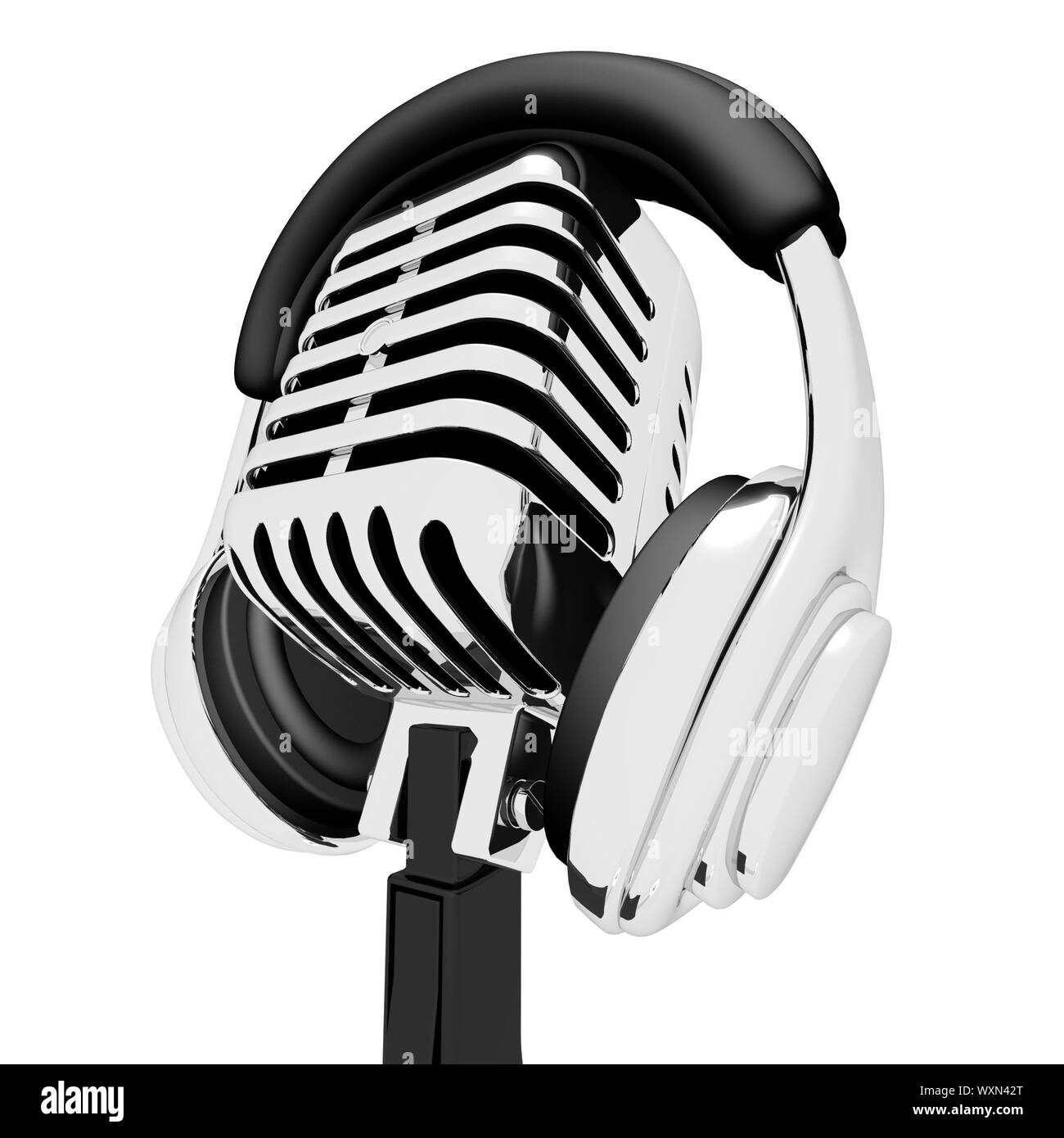 Mic And Headphones Showing Recording Studio Or Record Stock Photo - Alamy