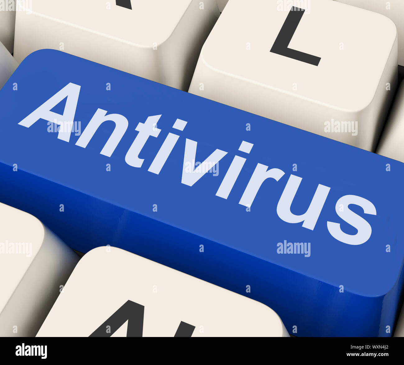 Antivirus Key On Keyboard Meaning Protection Or Security Stock Photo ...