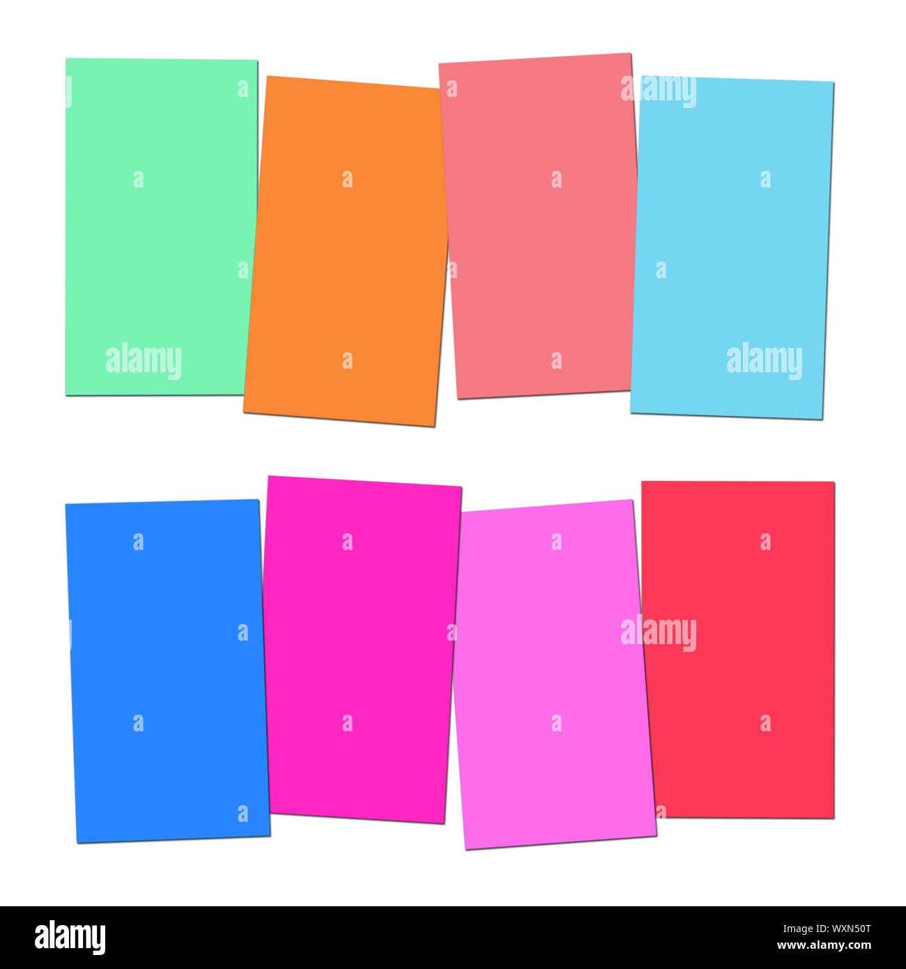 Four Blank Paper Slips Showing Copyspace For 4 Letter Words Stock Photo