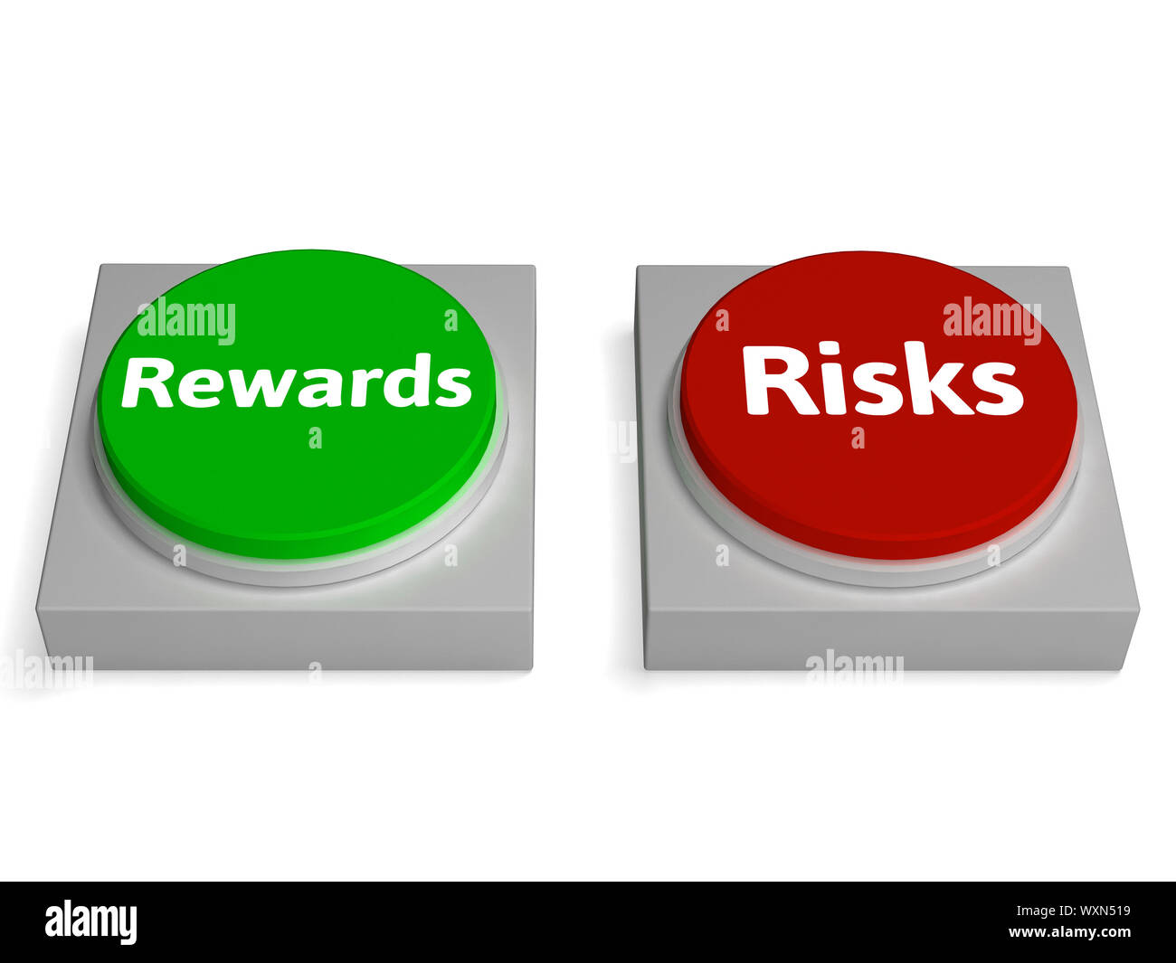 Risk Reward Buttons Showing Risks Or Rewards Stock Photo - Alamy
