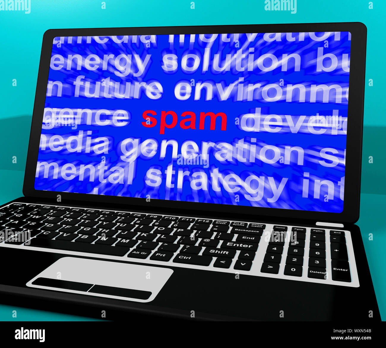 Spam Laptop Shows Unwanted Spamming Unsolicited And Malicious Email