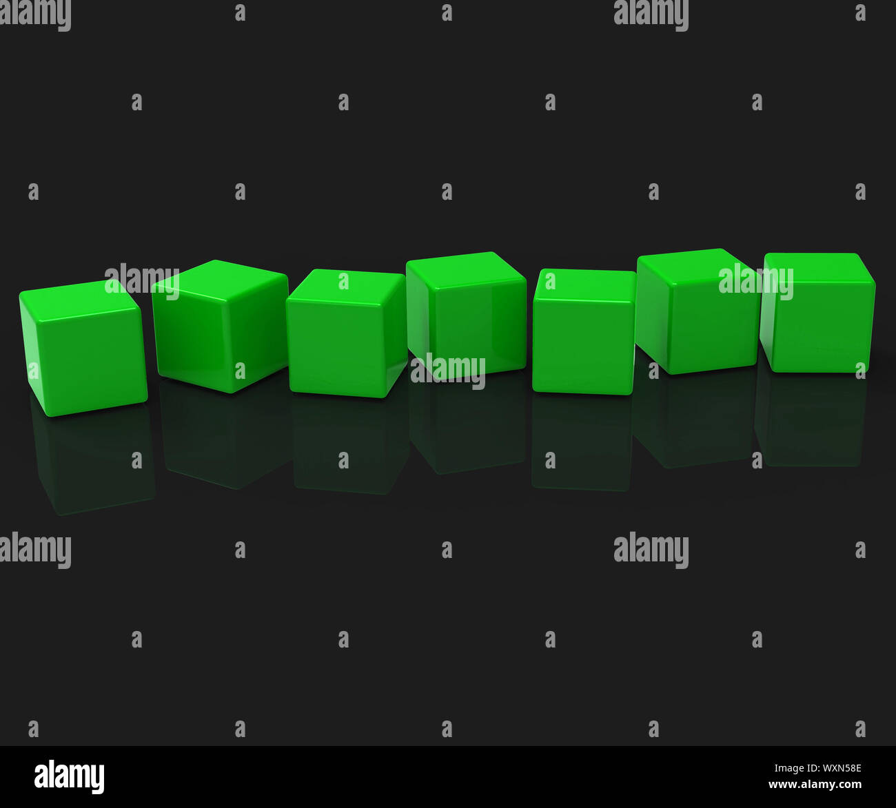 Seven Blank Blocks Showing Copyspace For 7 Letter Word Stock Photo - Alamy