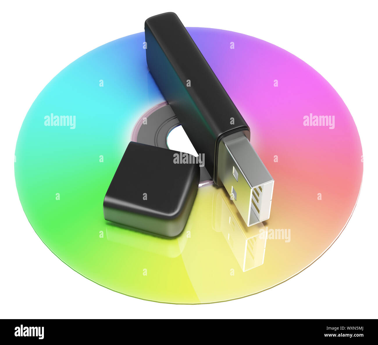 Usb And Dvd Storage Showing Portable Memory Stock Photo