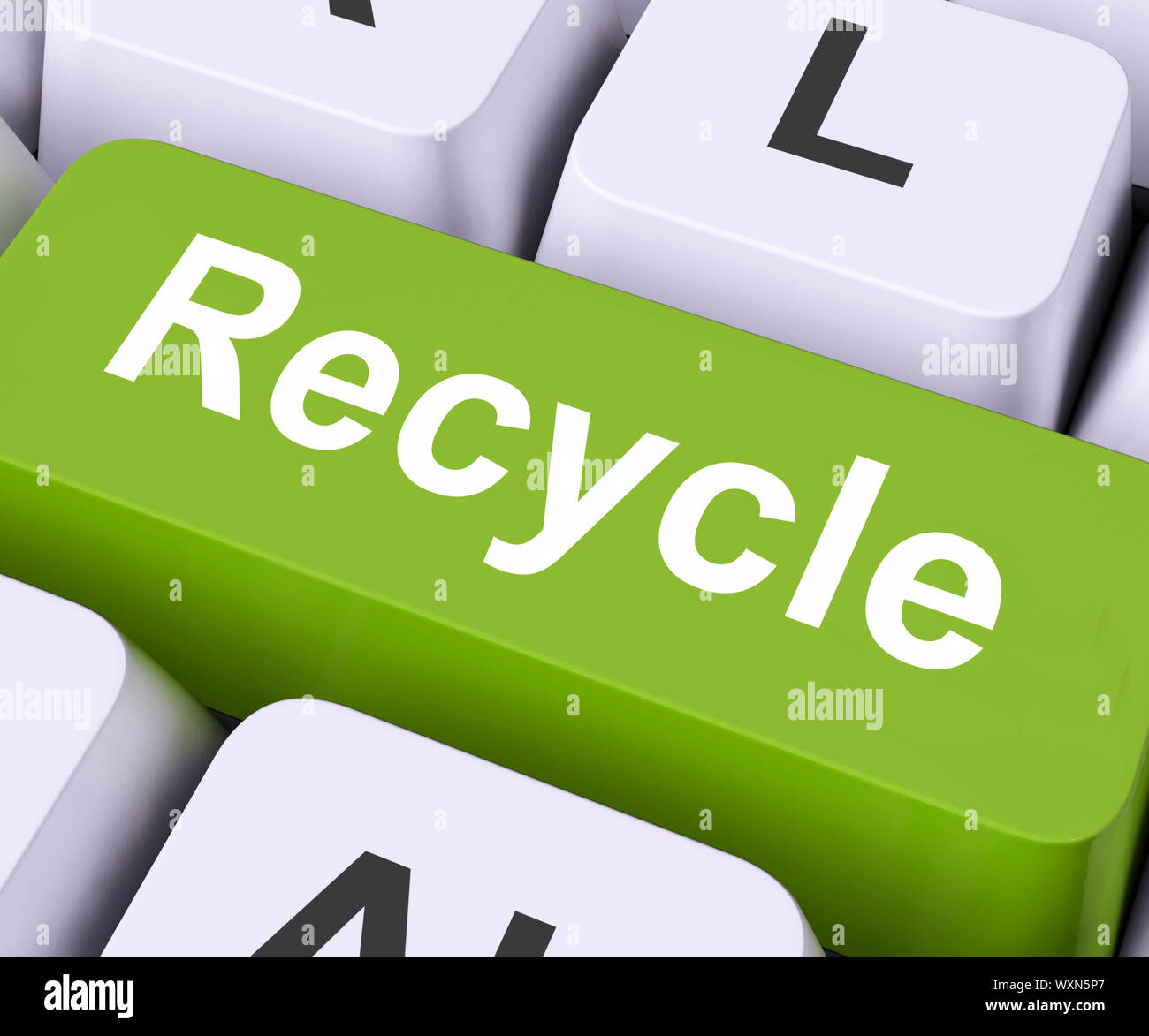 Recycle Key On Keyboard Meaning Reprocess Reuse Or Salvage Stock Photo