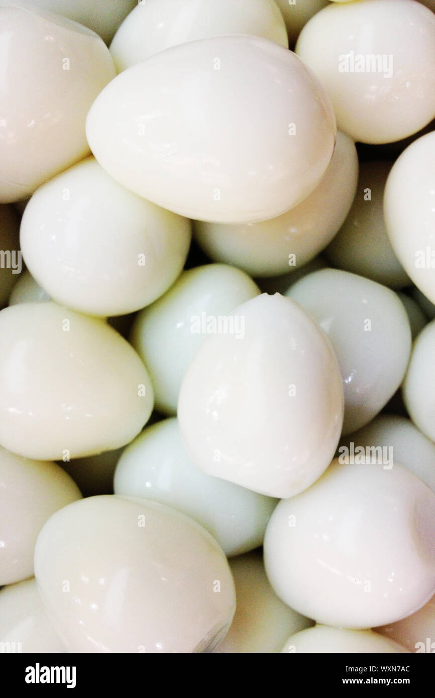 Bowl of Boiled Quail Eggs Background Stock Photo