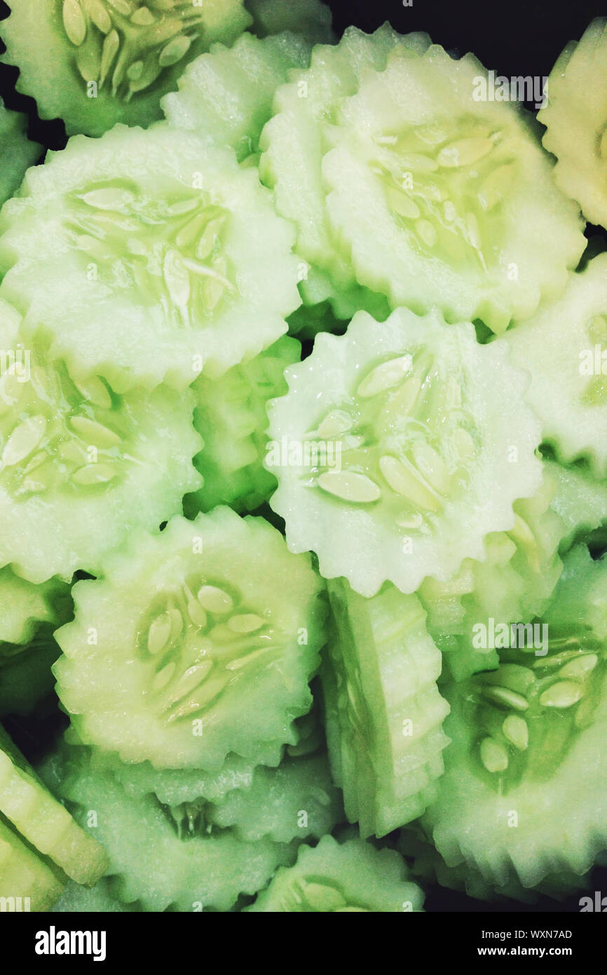 Fresh Cucumber slices background Stock Photo