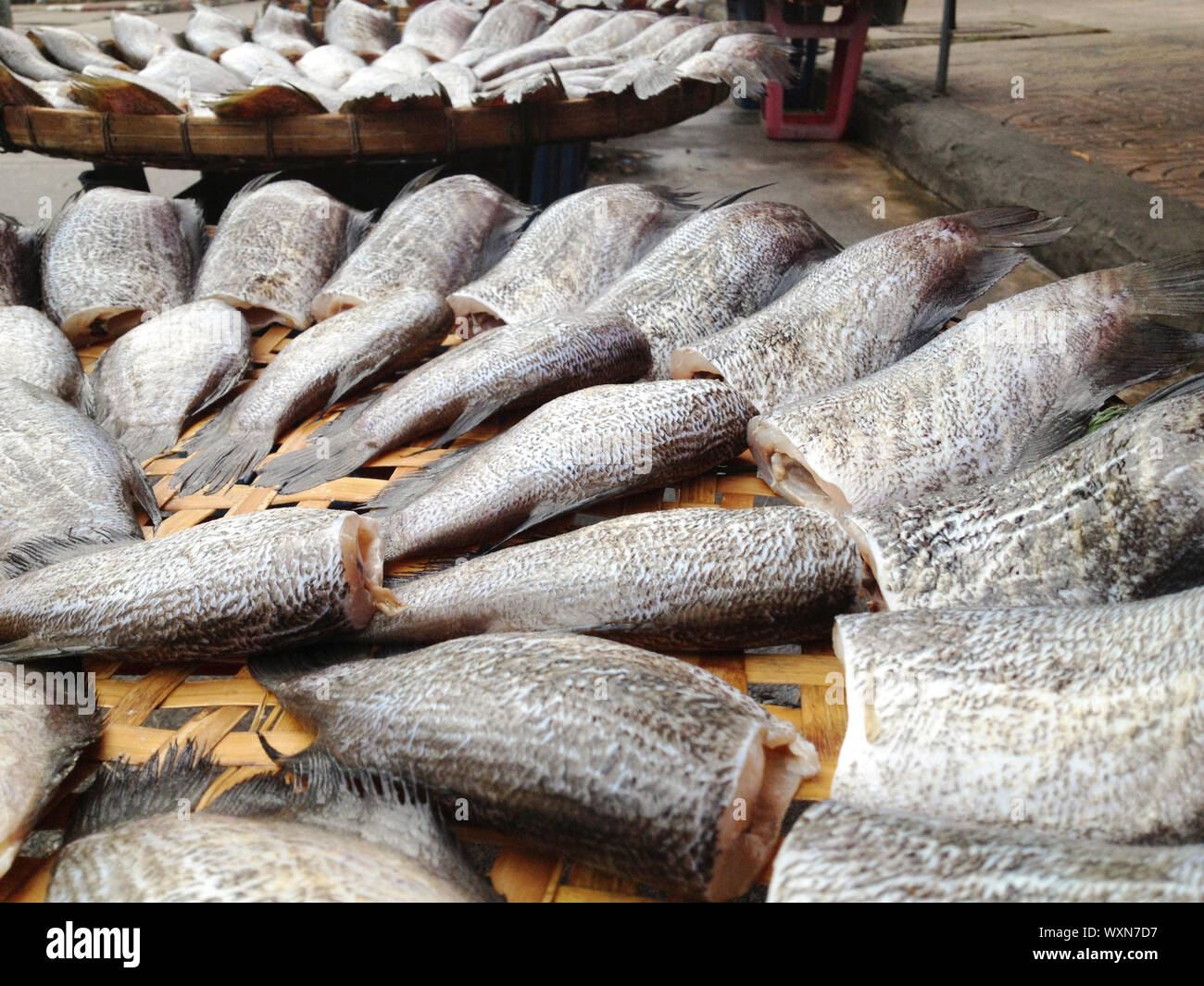 drying snakeskin gourami fishes Stock Photo