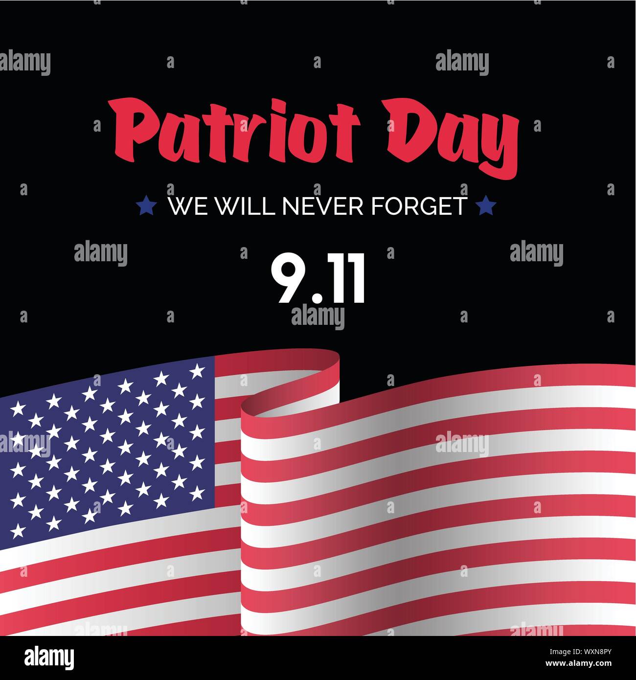 Patriot day vector card wit american flag Stock Vector