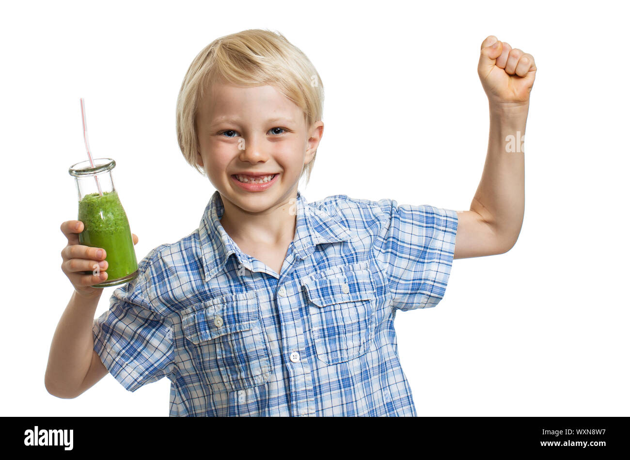 Boy flexing muscles white background hi-res stock photography and images -  Alamy