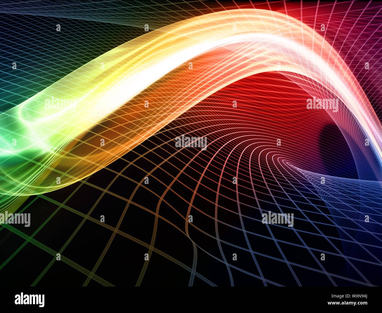 Fractal Realms series. Interplay of fractal elements, grids  and symbols on the subject of education, science and technology Stock Photo